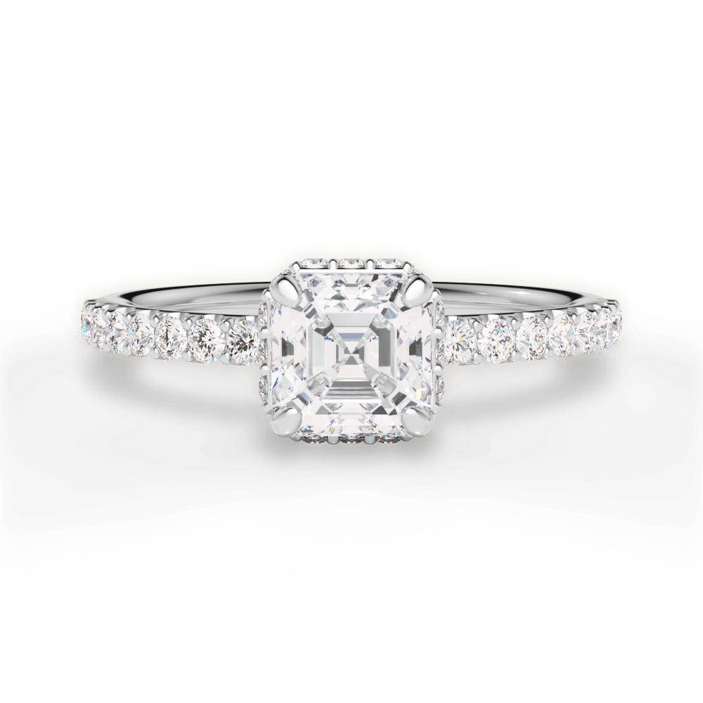 Isabella Asscher Cut Lab Grown Diamond 14Kt White Gold Engagement Ring