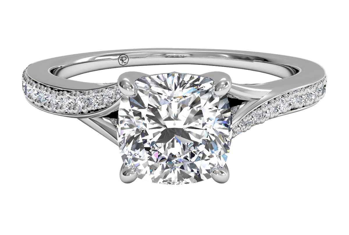 Elise Cushion Cut Lab Grown Diamond 14Kt White Gold Engagement Ring