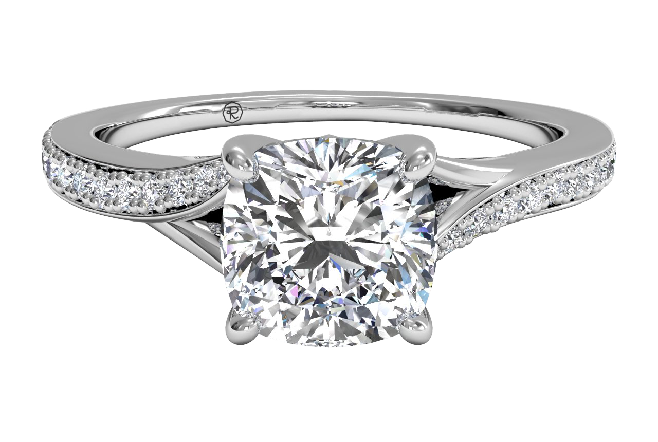 Elise Cushion Cut Lab Grown Diamond 14Kt White Gold Engagement Ring