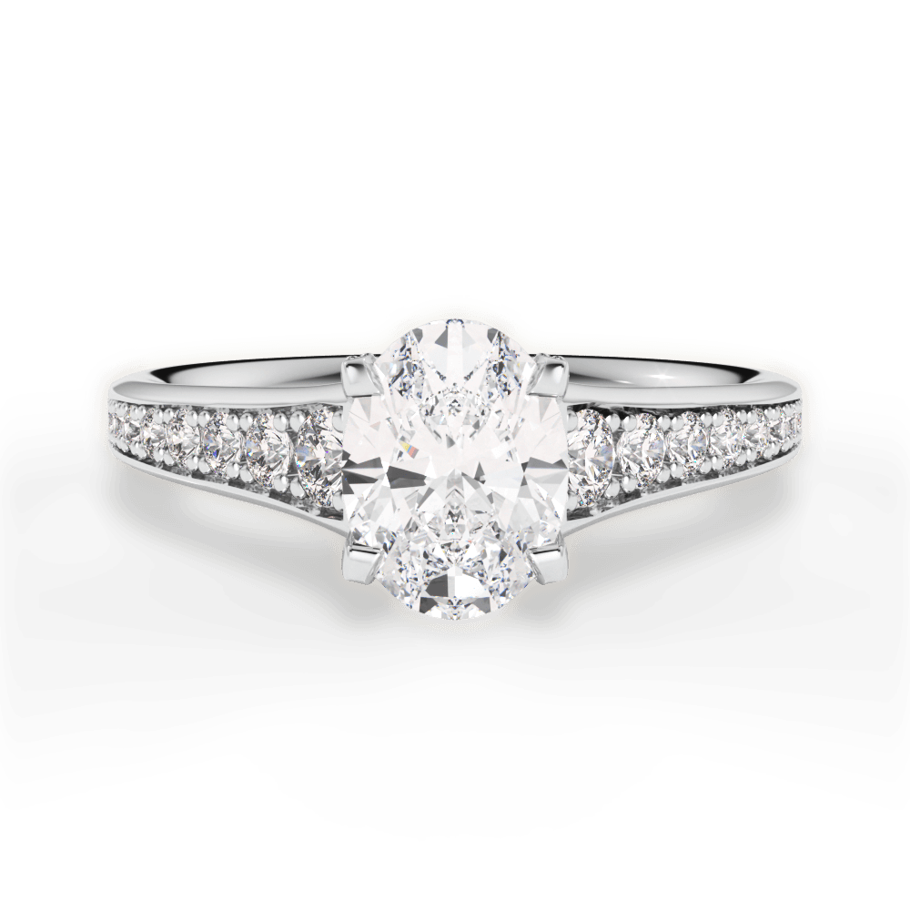 Leslie Oval Cut Lab Grown Diamond 18Kt White Gold Engagement Ring