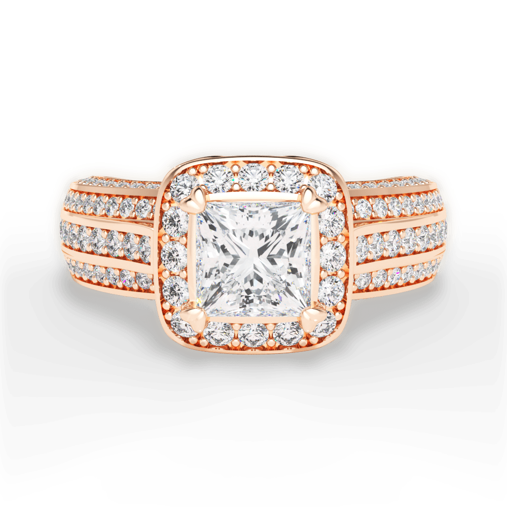 Madison Princess Cut Lab Grown Diamond 18Kt Rose Gold Engagement Ring