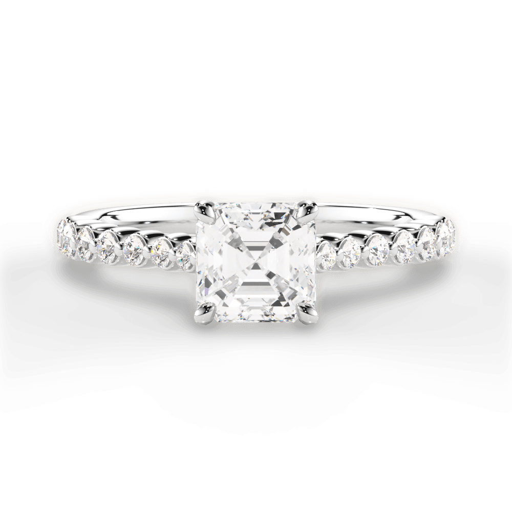 Dana Asscher Cut Lab Grown Diamond 18Kt White Gold Engagement Ring