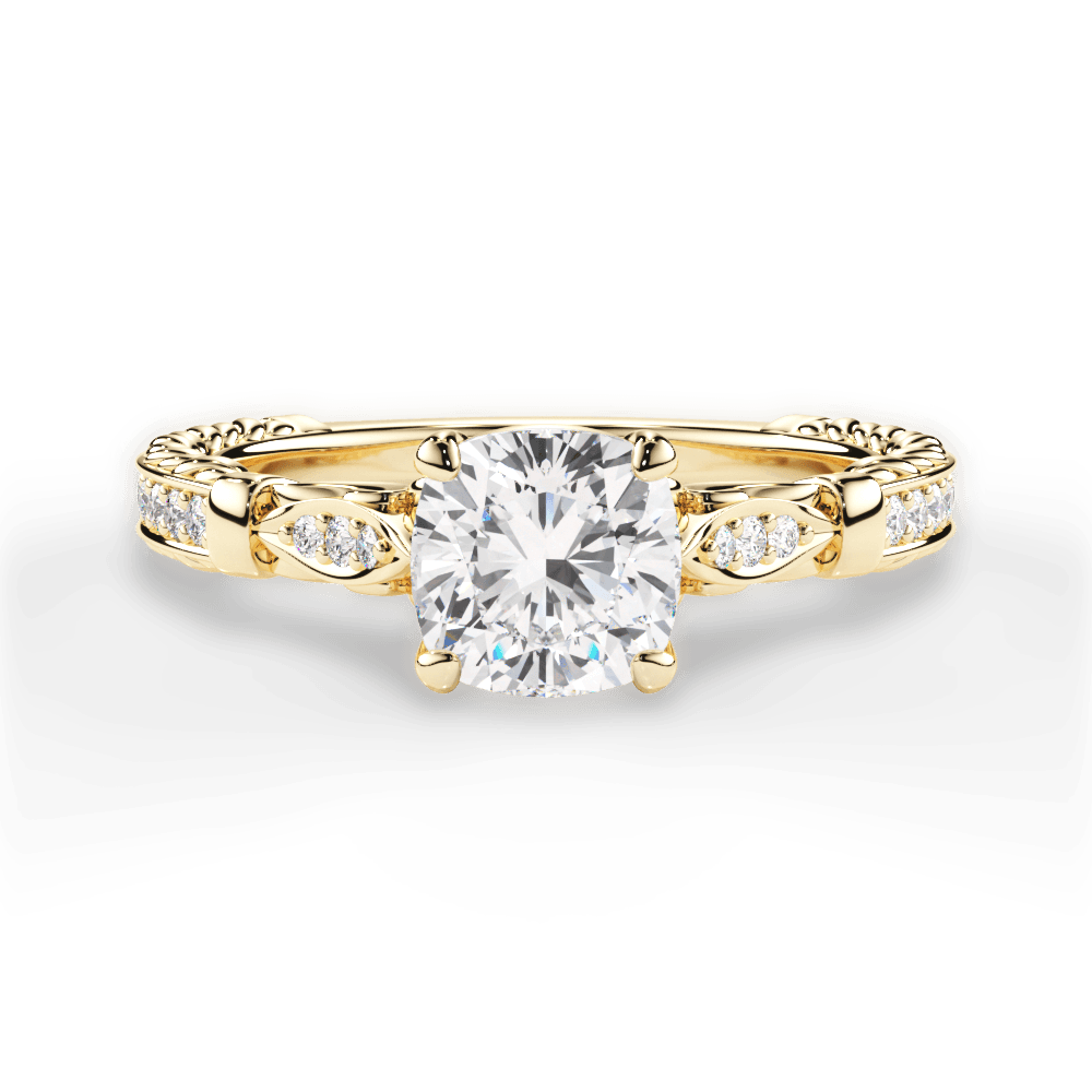 Gabriela Cushion Cut Lab Grown Diamond 18Kt Yellow Gold Engagement Ring