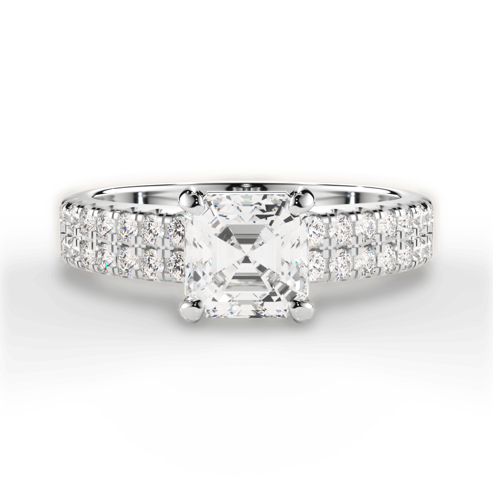 Kayla Asscher Cut Lab Grown Diamond 14Kt White Gold Engagement Ring