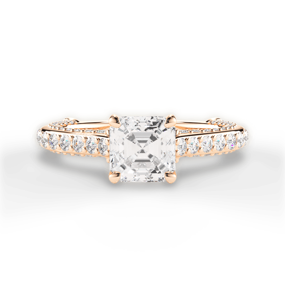 Lindsay Asscher Cut Lab Grown Diamond 18Kt Rose Gold Engagement Ring