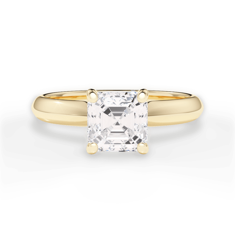 Beth Asscher Cut Lab Grown Diamond 18Kt Yellow Gold Engagement Ring