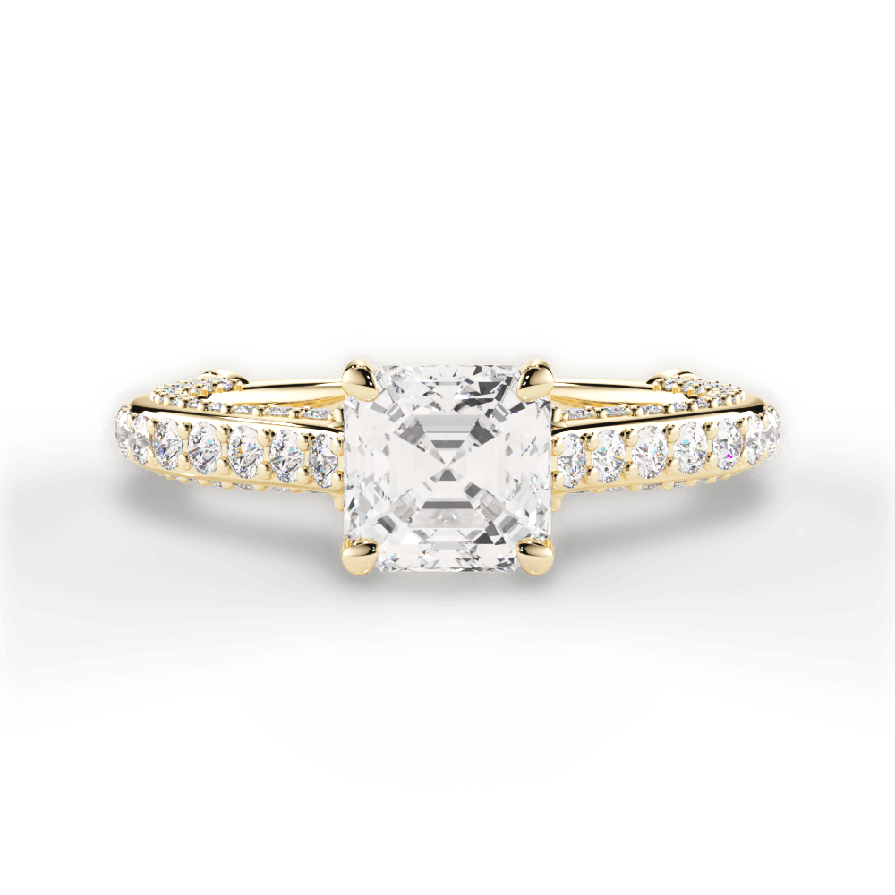 Lindsay Asscher Cut Lab Grown Diamond 18Kt Yellow Gold Engagement Ring