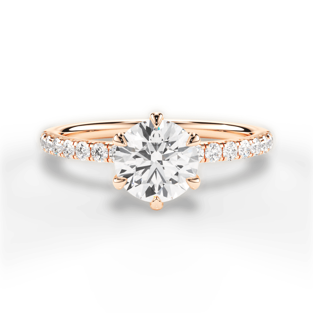 Eleanor Round Cut Lab Grown Diamond 18Kt Rose Gold Engagement Ring