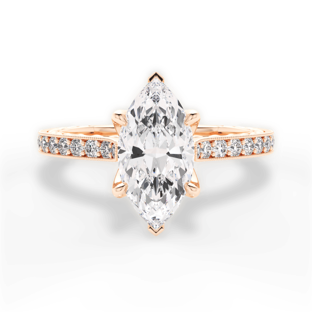 Gilda Marquise Cut Lab Grown Diamond 18Kt Rose Gold Engagement Ring
