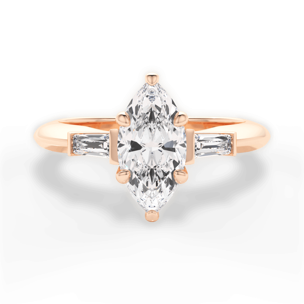 Emily Marquise Cut Lab Grown Diamond 18Kt Rose Gold Engagement Ring