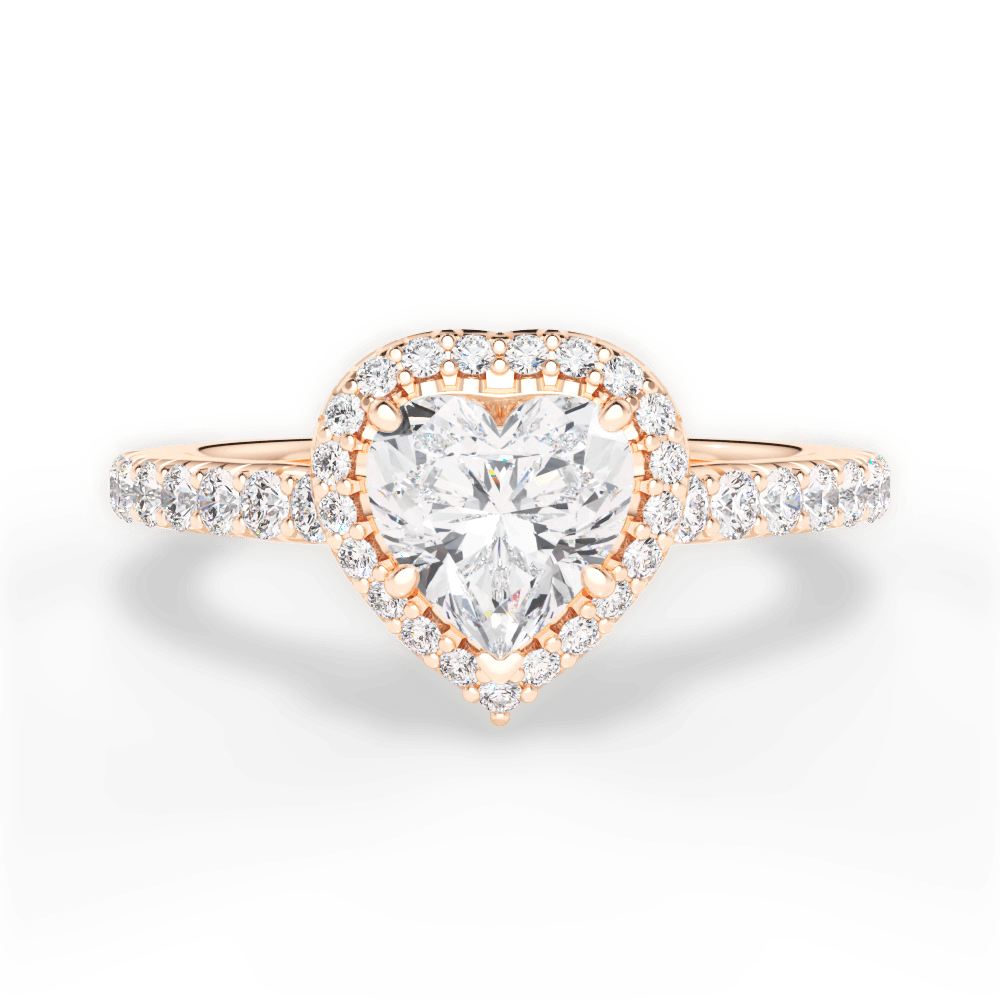 Kathleen Heart Cut Lab Grown Diamond 18Kt Rose Gold Engagement Ring
