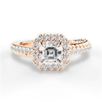 Kim Asscher Cut Lab Grown Diamond 18Kt Rose Gold Engagement Ring