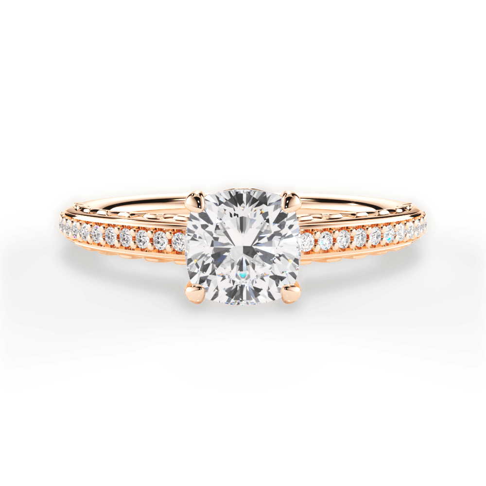 Caroline Cushion Cut Lab Grown Diamond 18Kt Rose Gold Engagement Ring