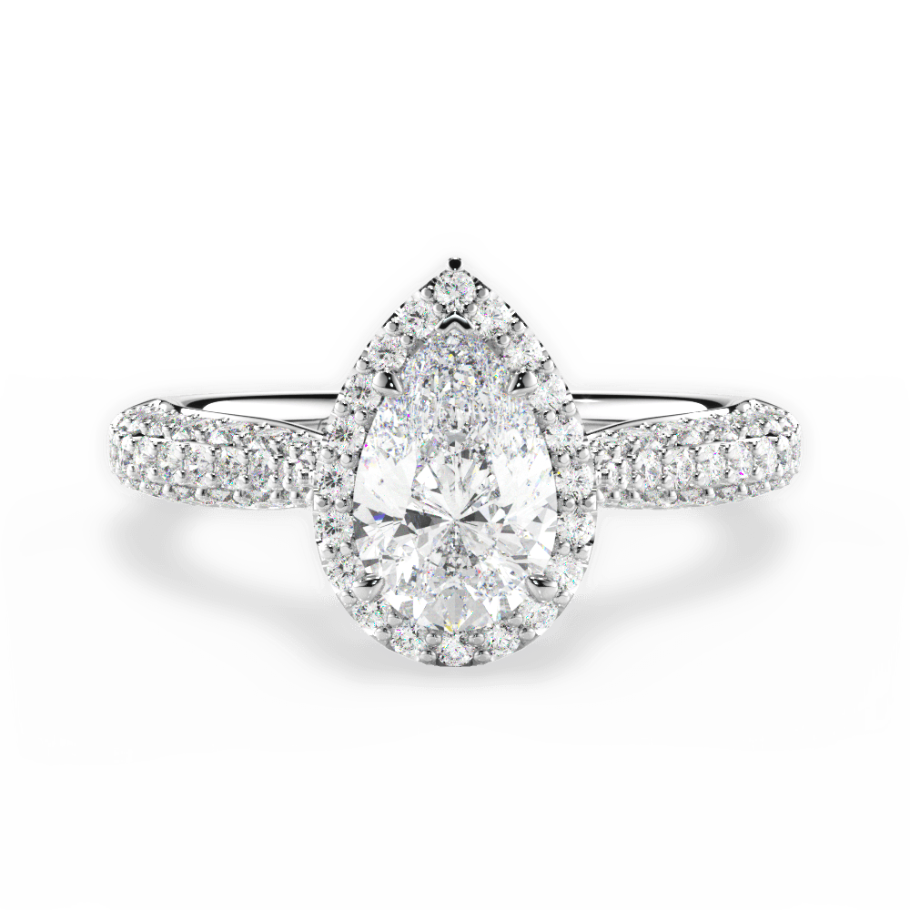 Lucy Pear Cut Lab Grown Diamond 14Kt White Gold Engagement Ring