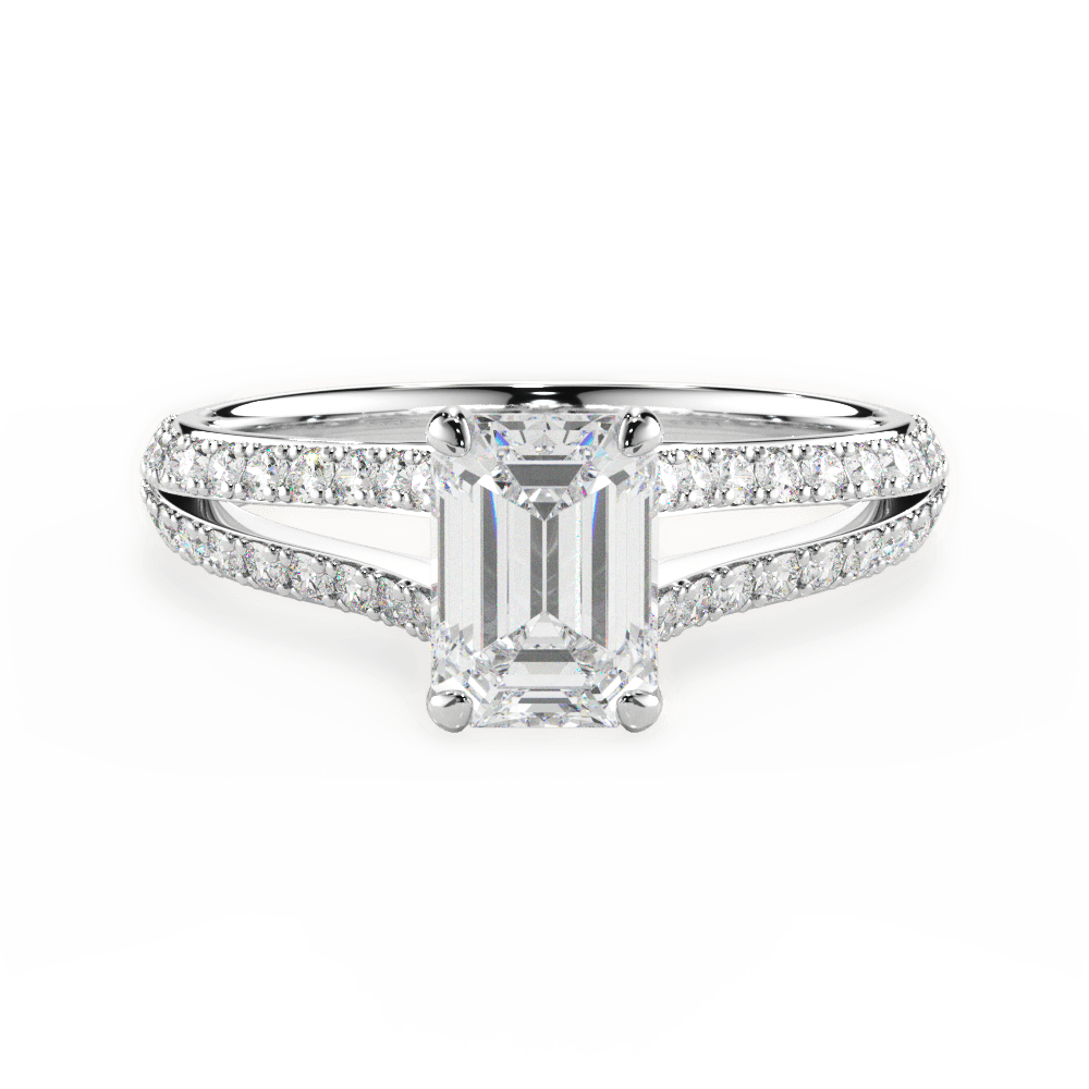 Kendra Emerald Cut Lab Grown Diamond Platinum Engagement Ring