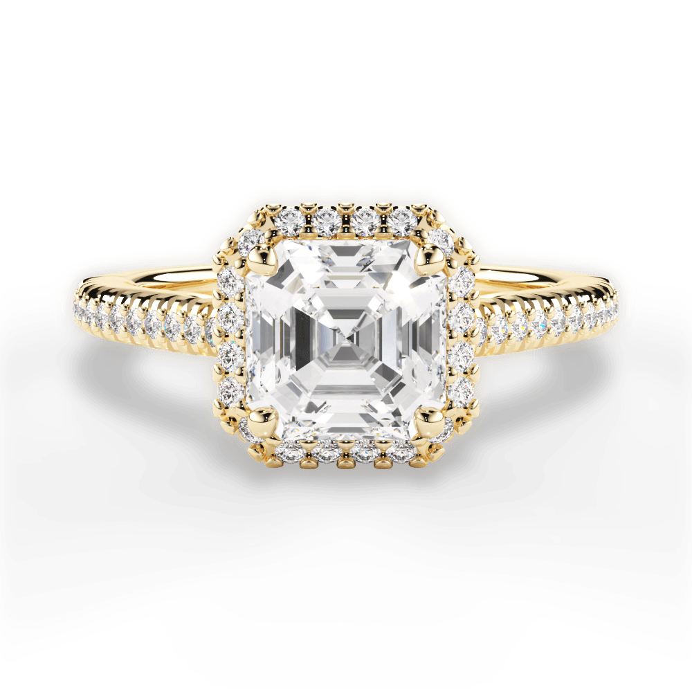 Jenny Asscher Cut Lab Grown Diamond 18Kt Yellow Gold Engagement Ring