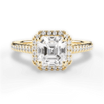 Jenny Asscher Cut Lab Grown Diamond 18Kt Yellow Gold Engagement Ring