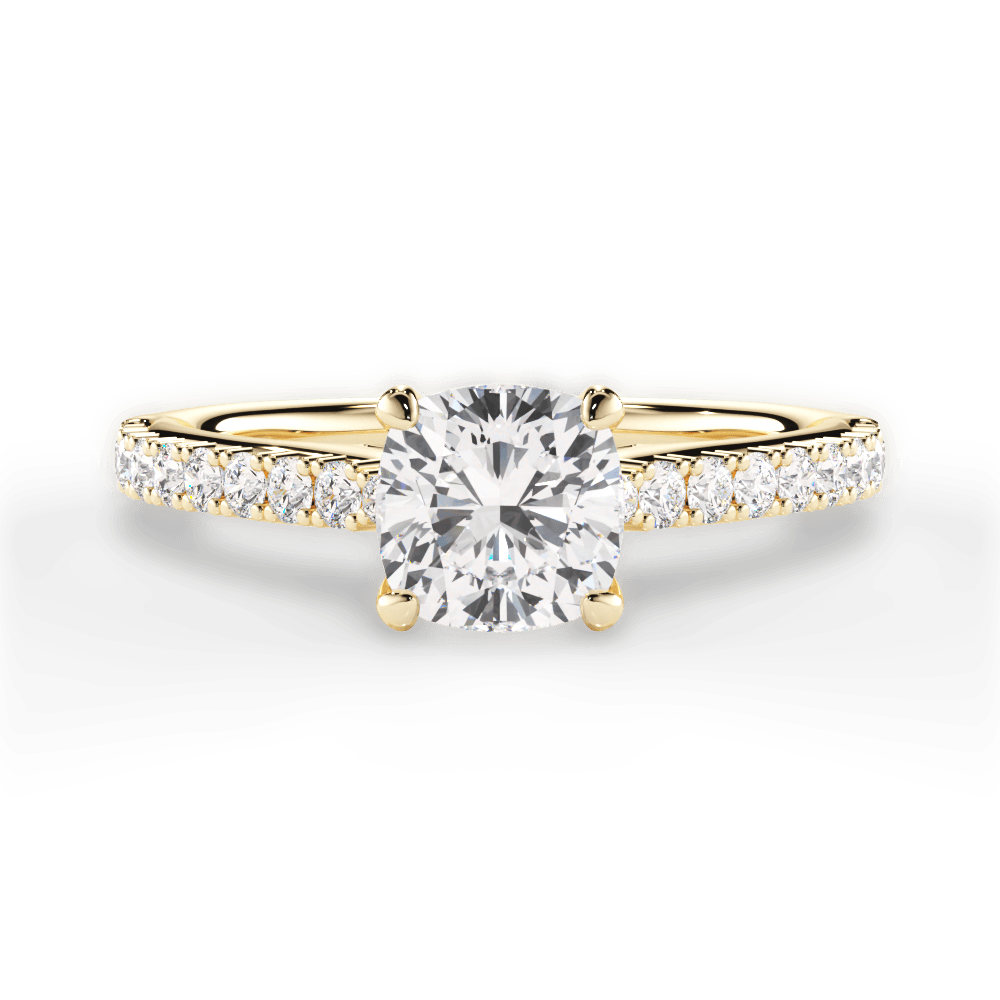 Frances Cushion Cut Lab Grown Diamond 18Kt Yellow Gold Engagement Ring