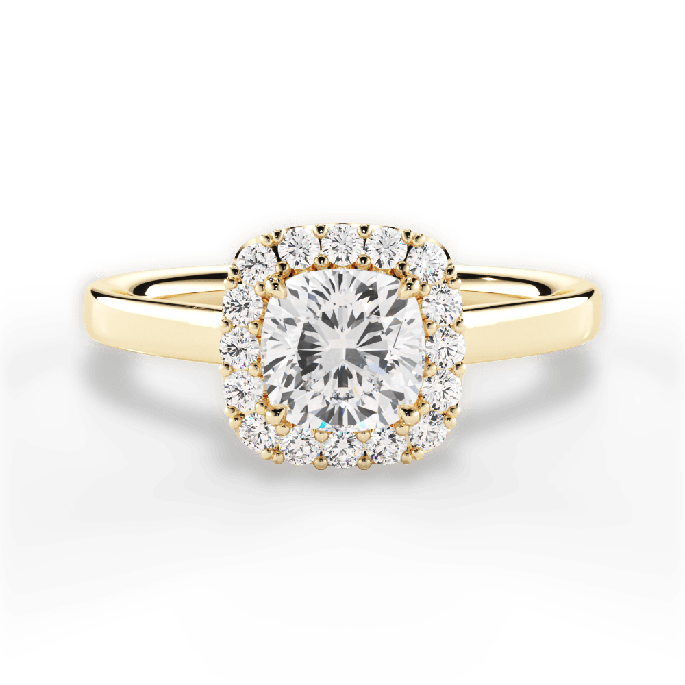 Fiona Cushion Cut Lab Grown Diamond 18Kt Yellow Gold Engagement Ring