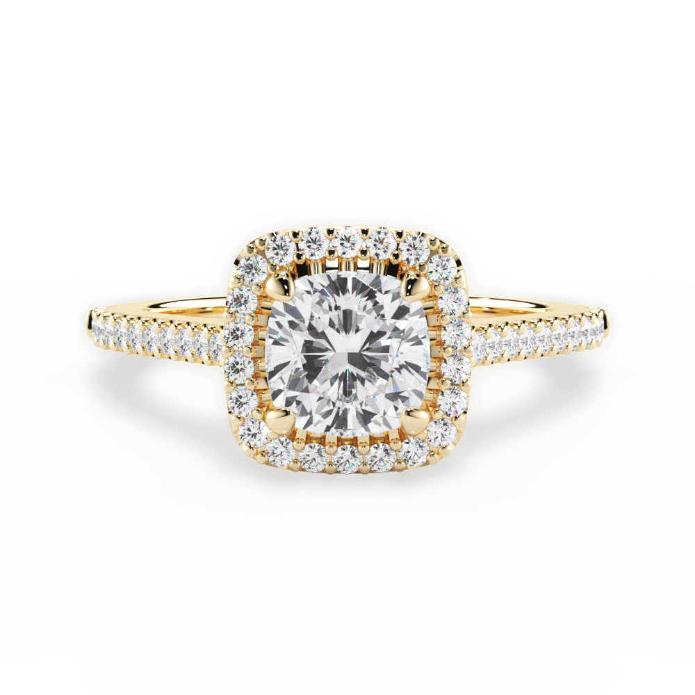 Jeanne Cushion Cut Lab Grown Diamond 18Kt Yellow Gold Engagement Ring