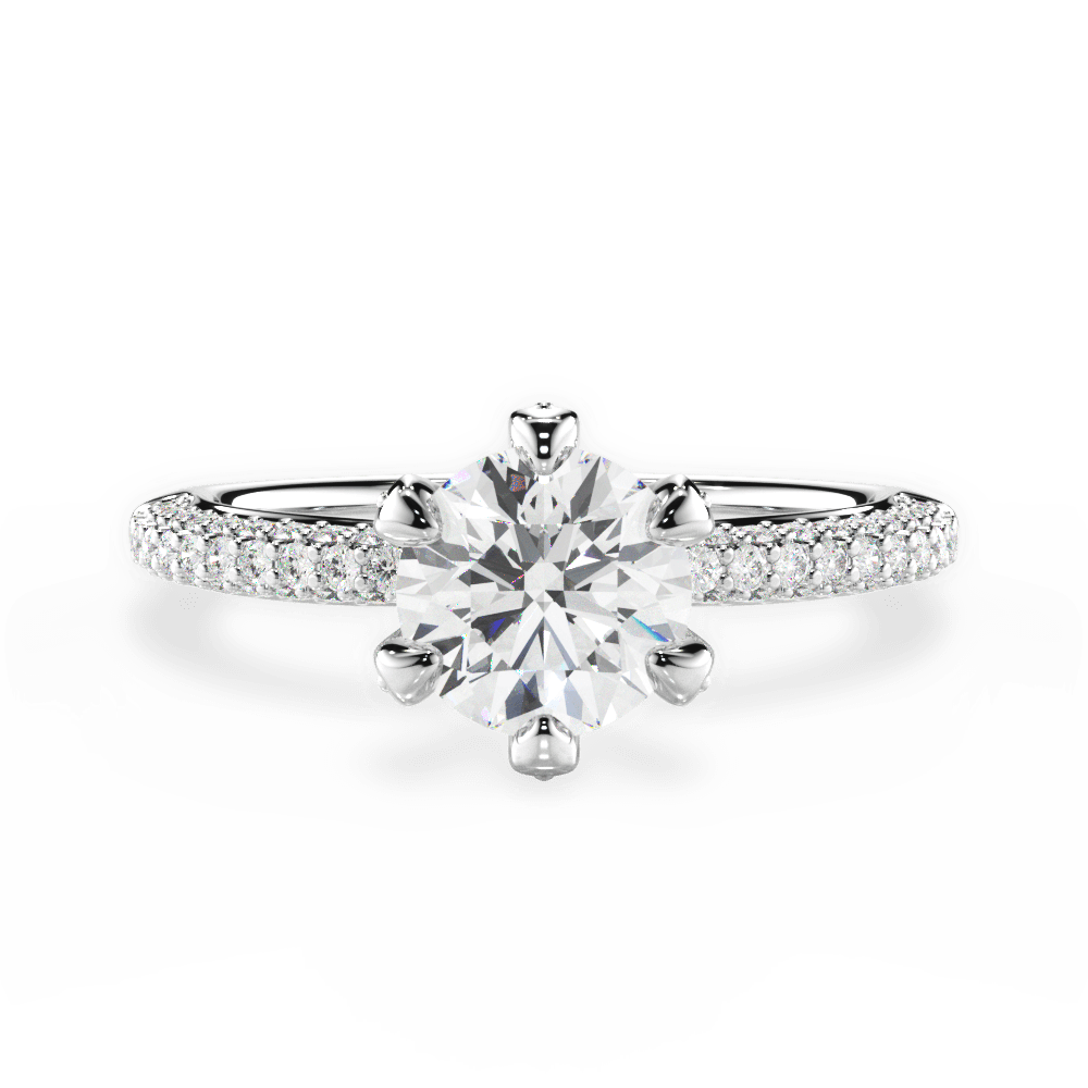 Linda Round Cut Lab Grown Diamond 14Kt White Gold Engagement Ring
