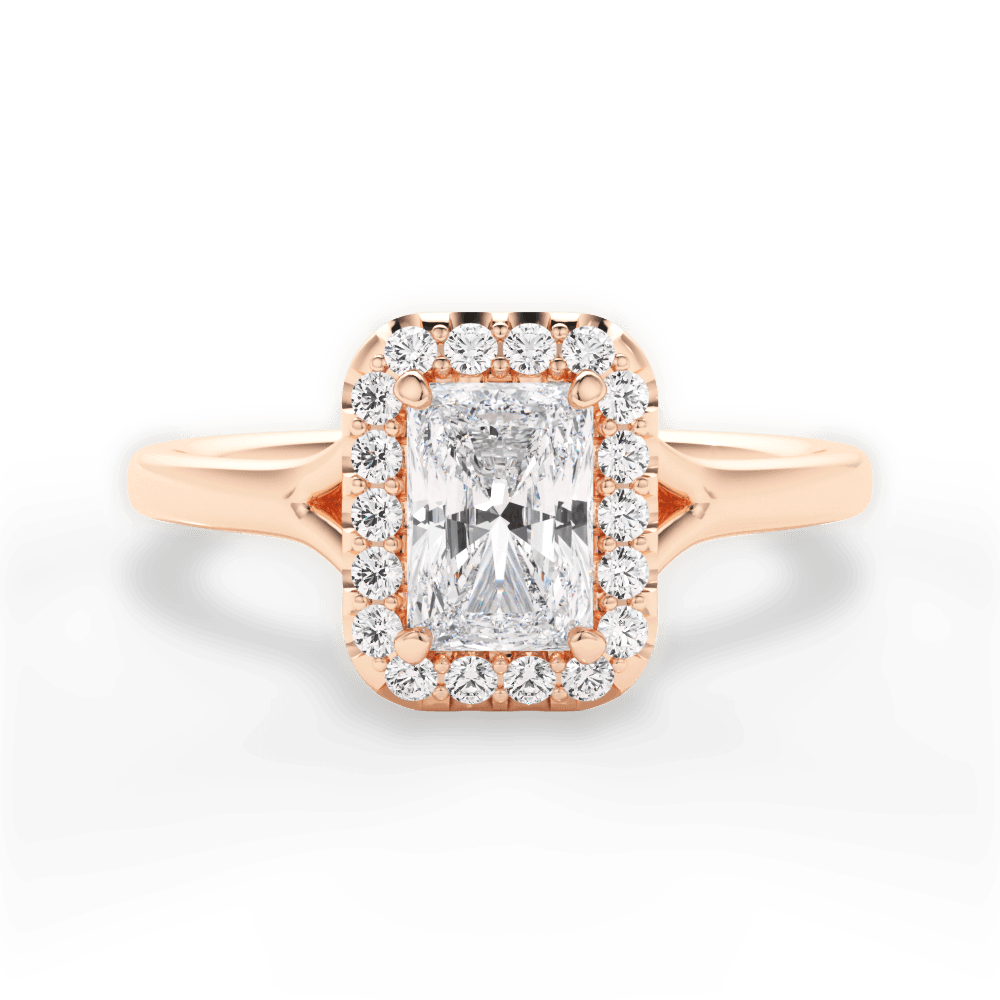 Geneva Radiant Cut Lab Grown Diamond 18Kt Rose Gold Engagement Ring