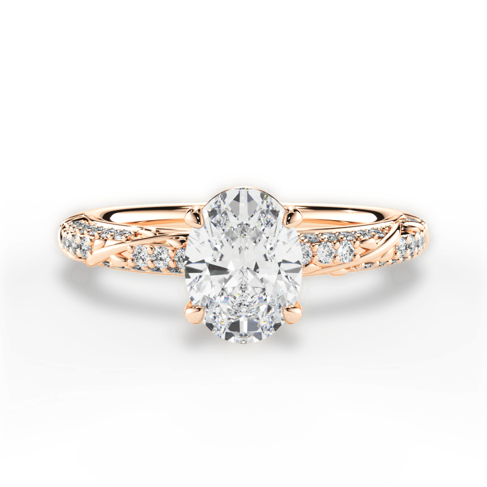 Gloria Oval Cut Lab Grown Diamond 18Kt Rose Gold Engagement Ring