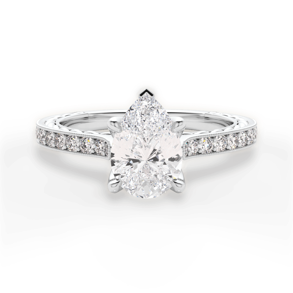 Gilda Pear Cut Lab Grown Diamond 18Kt White Gold Engagement Ring