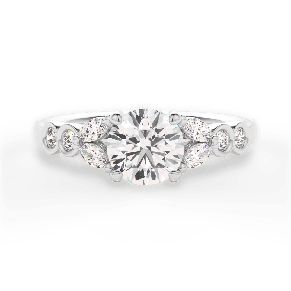 Evelyn Round Cut Lab Grown Diamond 14Kt White Gold Engagement Ring