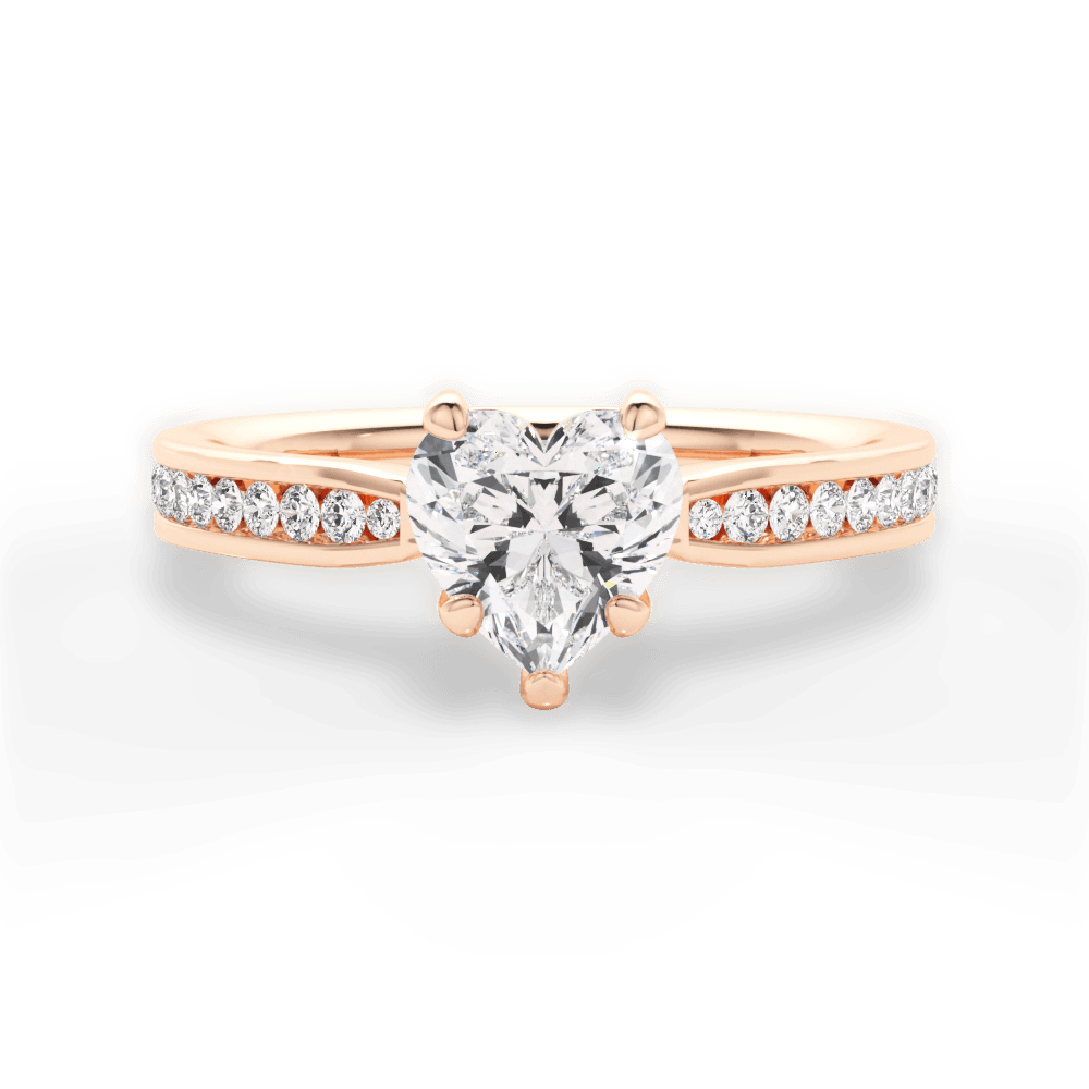 Katelyn Heart Cut Lab Grown Diamond 18Kt Rose Gold Engagement Ring