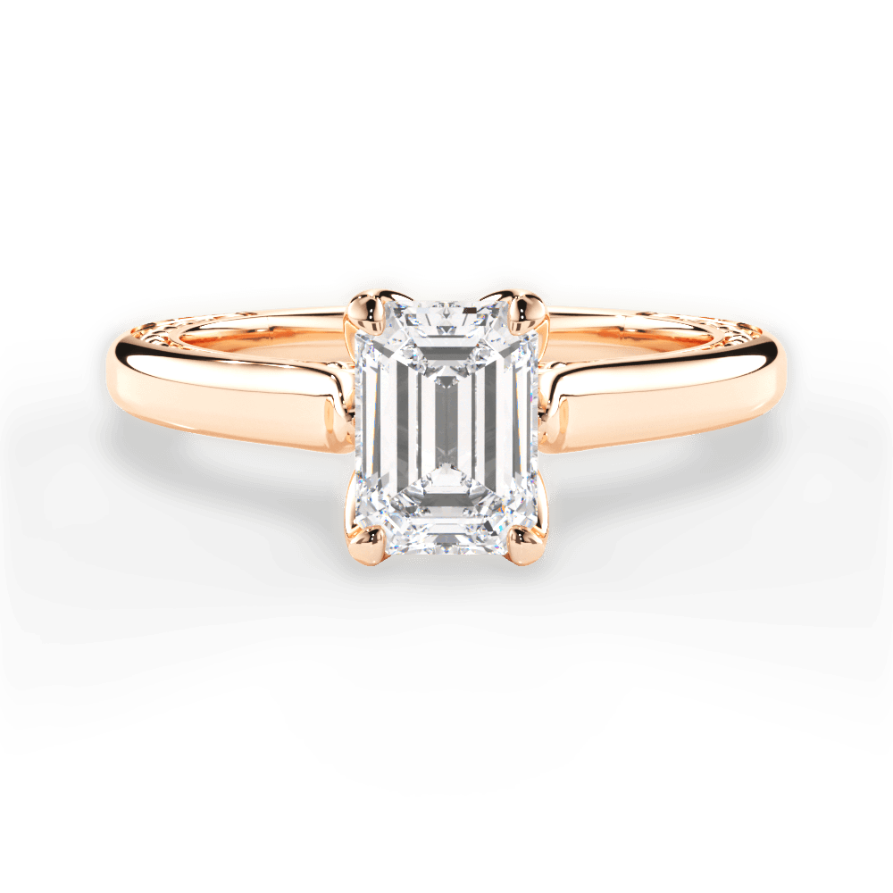 Carrie Emerald Cut Lab Grown Diamond 18Kt Rose Gold Engagement Ring