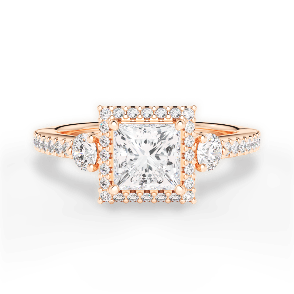 Julia Princess Cut Lab Grown Diamond 18Kt Rose Gold Engagement Ring