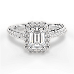 Kim Emerald Cut Lab Grown Diamond Platinum Engagement Ring