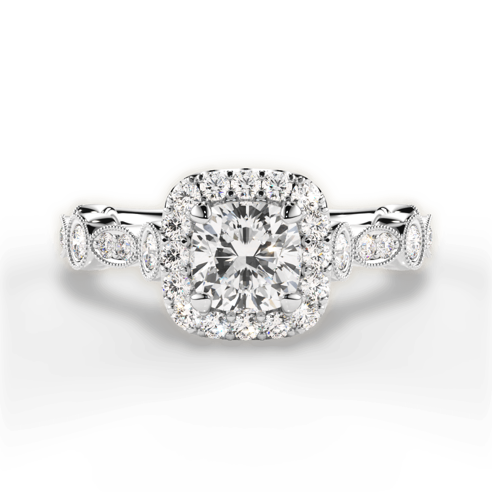 Irene Cushion Cut Lab Grown Diamond Platinum Engagement Ring