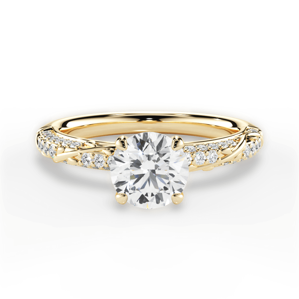 Gloria Round Cut Lab Grown Diamond 18Kt Yellow Gold Engagement Ring