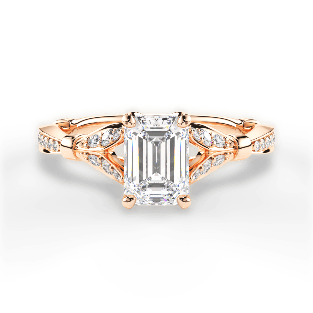 Geraldine Emerald Cut Lab Grown Diamond 18Kt Rose Gold Engagement Ring