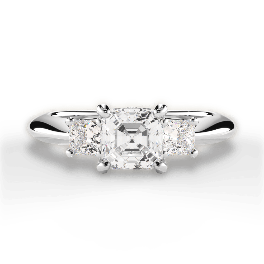 Dorothy Asscher Cut Lab Grown Diamond 18Kt White Gold Engagement Ring