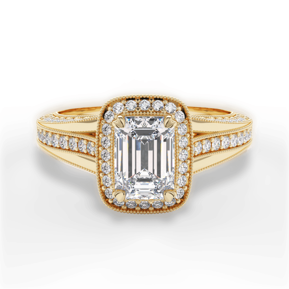 Lillian Emerald Cut Lab Grown Diamond 18Kt Yellow Gold Engagement Ring