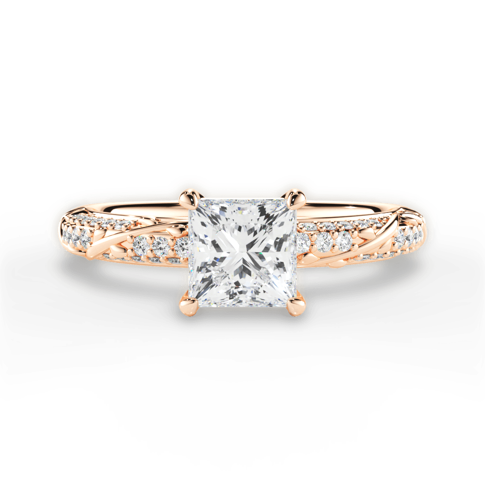 Gloria Princess Cut Lab Grown Diamond 18Kt Rose Gold Engagement Ring