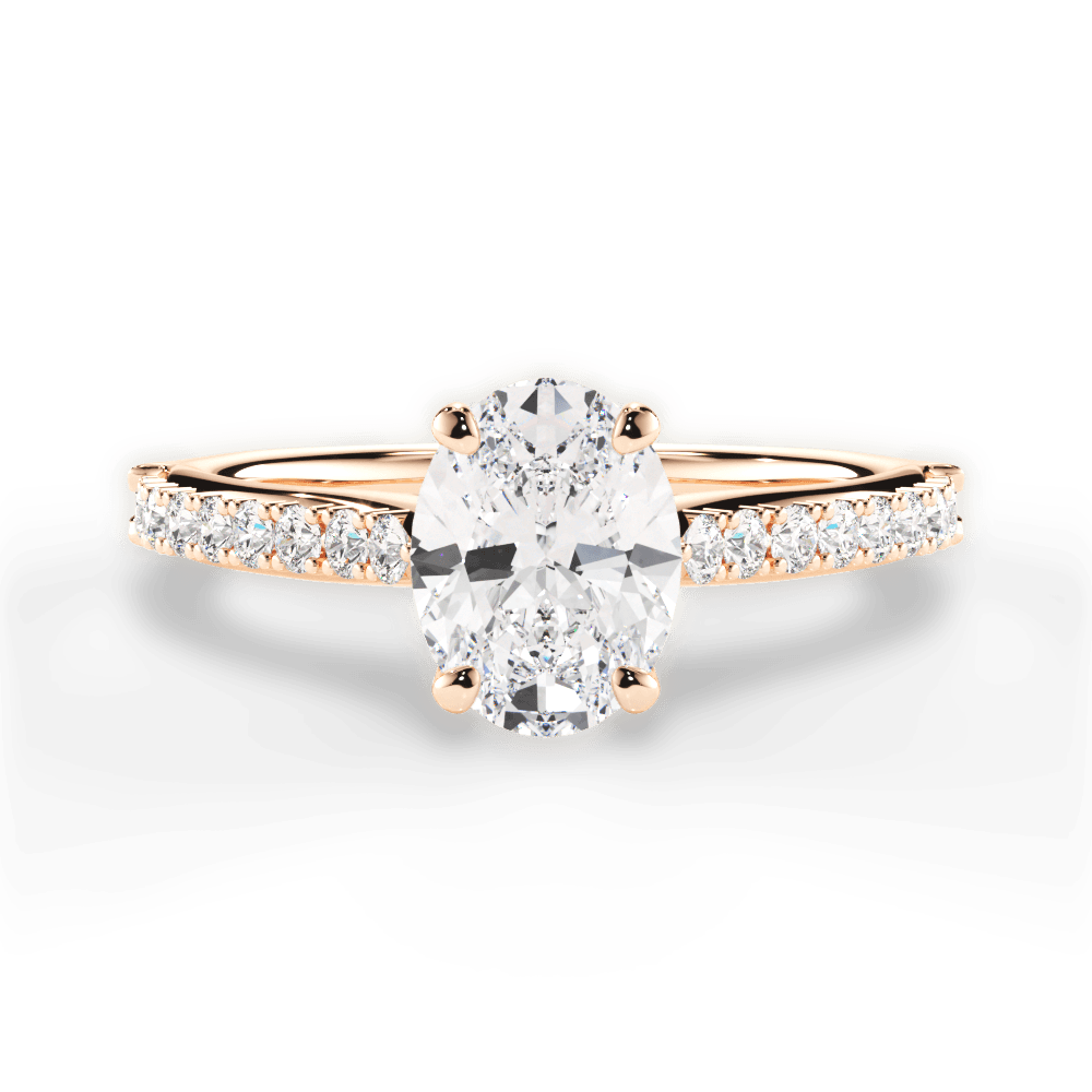 Frances Oval Cut Lab Grown Diamond 18Kt Rose Gold Engagement Ring
