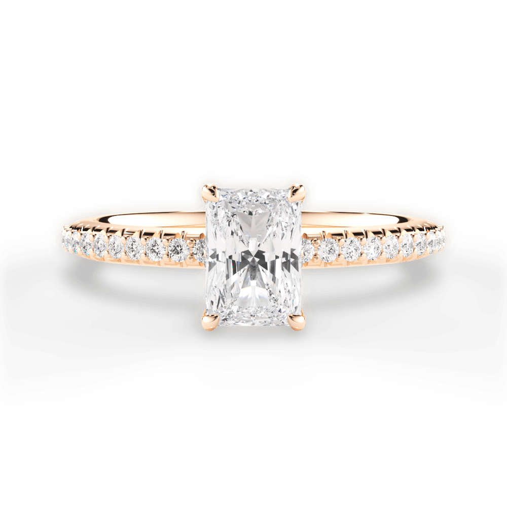 Giselle Radiant Cut Lab Grown Diamond 18Kt Rose Gold Engagement Ring