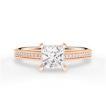 Janet Princess Cut Lab Grown Diamond 18Kt Rose Gold Engagement Ring
