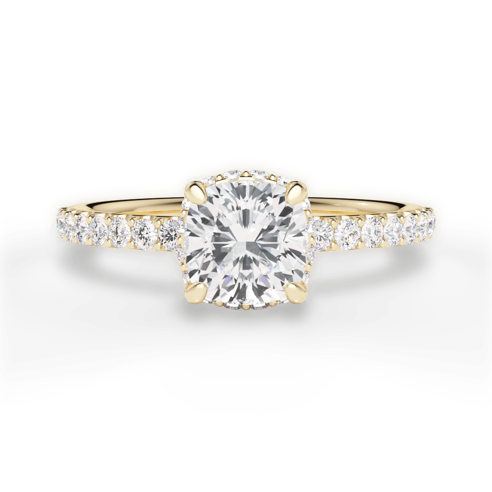 Isabella Cushion Cut Lab Grown Diamond 18Kt Yellow Gold Engagement Ring