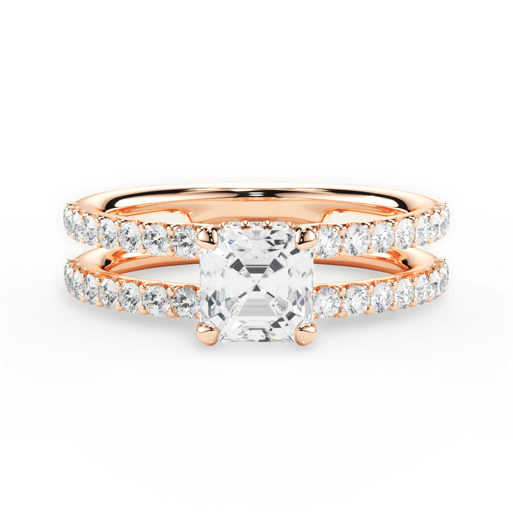 Christie Asscher Cut Lab Grown Diamond 18Kt Rose Gold Engagement Ring