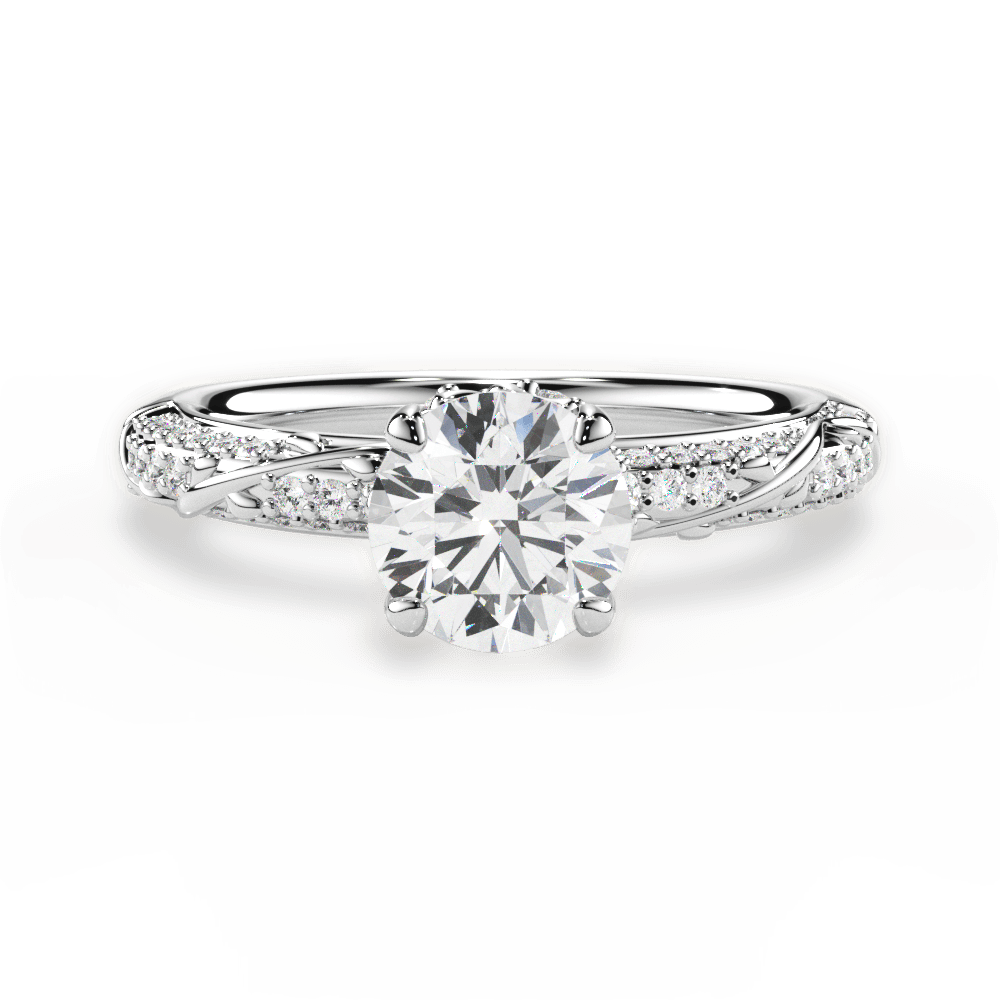 Josephine Round Cut Lab Grown Diamond 14Kt White Gold Engagement Ring