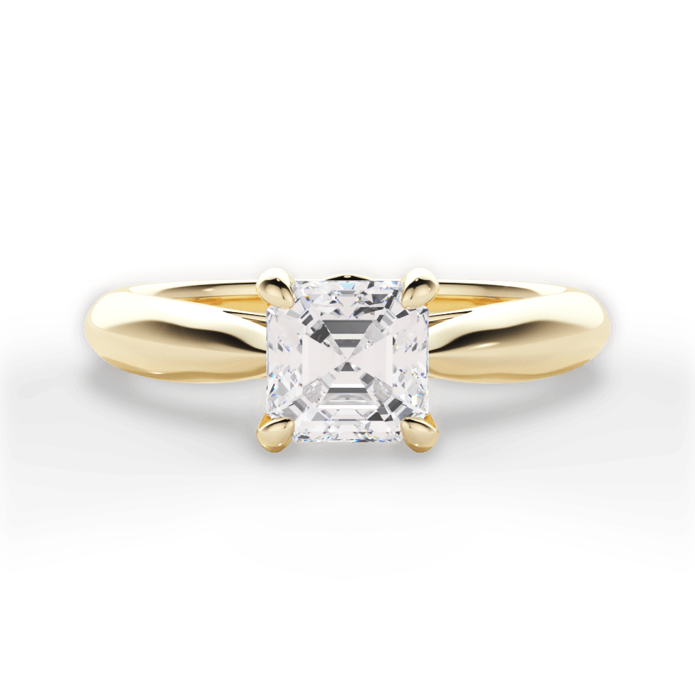 Dolores Asscher Cut Lab Grown Diamond 18Kt Yellow Gold Engagement Ring