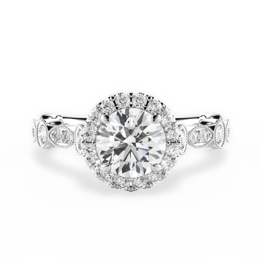 Irene Round Cut Lab Grown Diamond 18Kt White Gold Engagement Ring