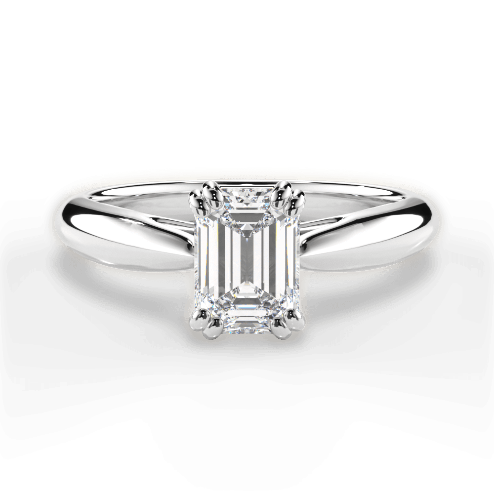 Camila Emerald Cut Lab Grown Diamond 18Kt White Gold Engagement Ring