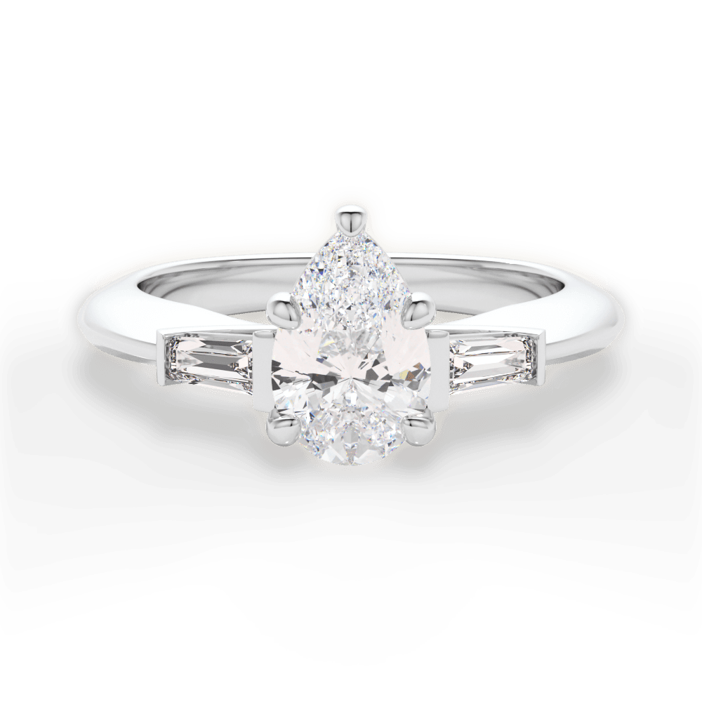 Emily Pear Cut Lab Grown Diamond 18Kt White Gold Engagement Ring