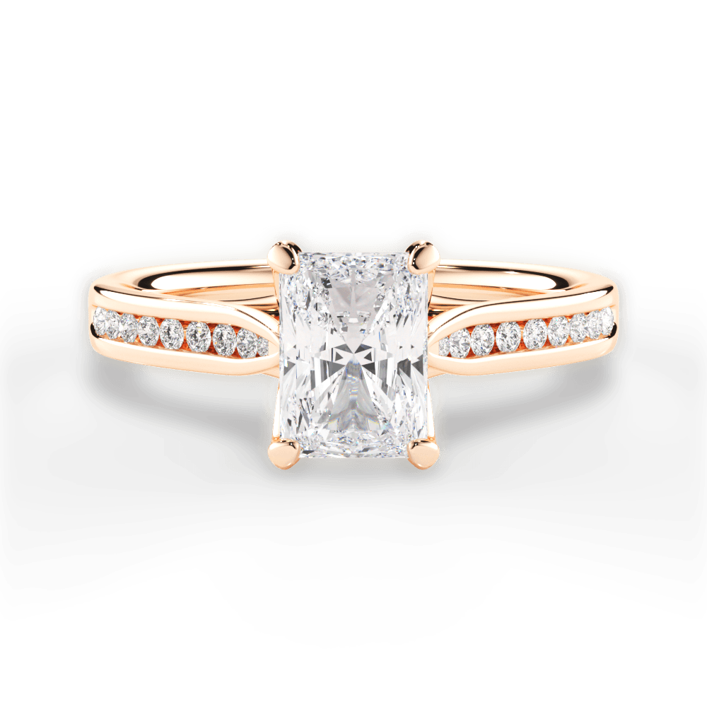 Elena Radiant Cut Lab Grown Diamond 18Kt Rose Gold Engagement Ring